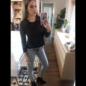 Leather look sweatshirt